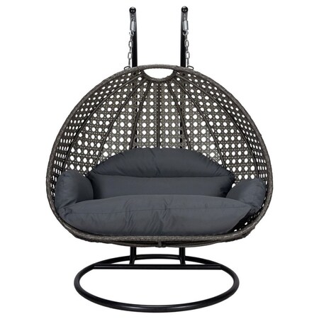 Leisuremod Charcoal Wicker Hanging 2 person Egg Swing Chair, Dark Grey ESCCH-57DGR
