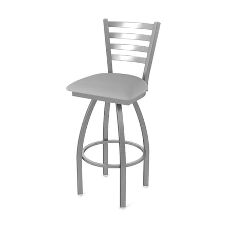 Holland Bar Stool Co 410 Jackie Stainless Steel 36in Swivel Bar Stool with Canter Folkstone Grey Seat 41036SS007