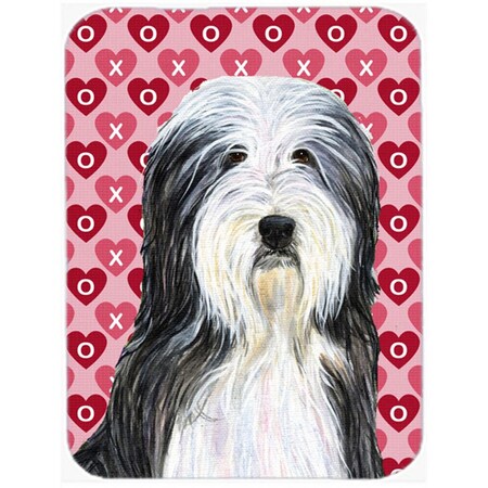 Carolines Treasures Bearded Collie Hearts Love and Valentines Day Glass Cutting Board- Large SS4497LCB