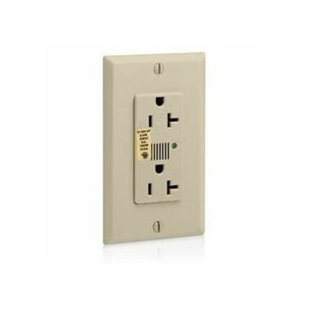 Leviton Straight Blade Receptacle, 5-20R, 20 A, 125V AC, 2 Pole, 3 Wire, Flush Mount, Single, Ivory 7380-I