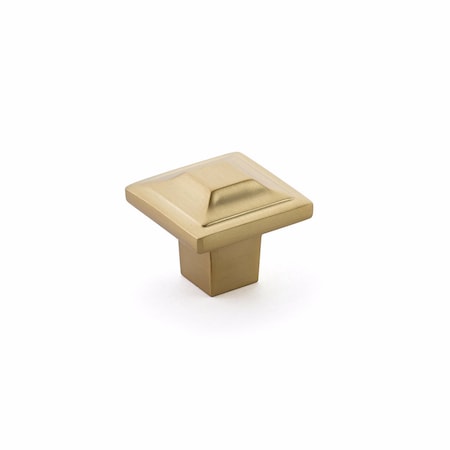 Schaub 1-1/4in Menlo Park Square Cabinet Knob Signature Satin Brass Finish 530-SSB