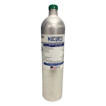 Macurco Calibration Gas, 2.9 in dia., 12 in H, 34 L R-32 Gas 50% LEL