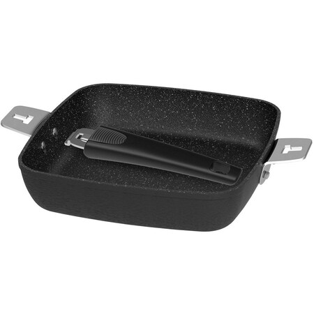 The Rock By Starfrit THE ROCK by Starfrit 9-Inch Fry Pan/Square Dish with T-Lock Detachable Handle 034713-004-0000