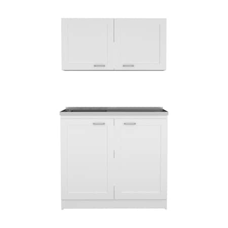 Homeroots 42in Black and White Wood Accent Cabinet Set With Four Doors 478239