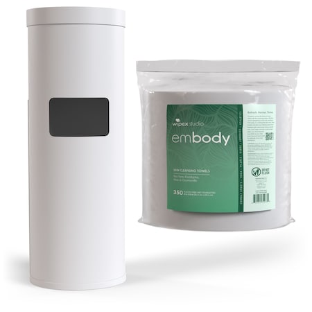 Wipex Natural Body Wipes 350ct Bundle, 1 Roll + White Floor Dispenser w/ Trash Can, Tea Tree/Eucalyptus WX72251WFD1EBR