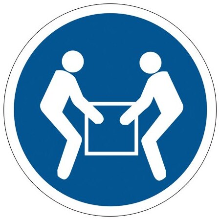 Bsc Preferred 2'' Circle - 2 Person Lift Durable Safety Label DSL509