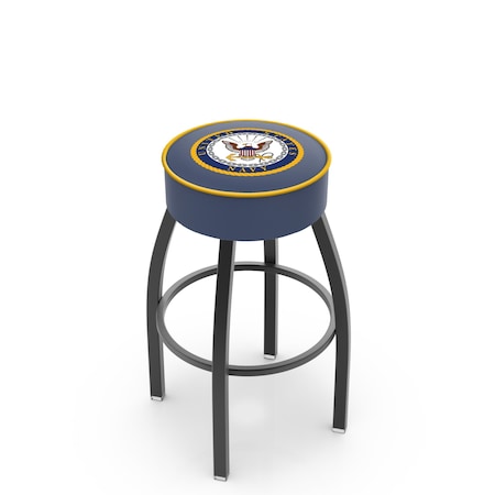 Holland Bar Stool Co 30" 4" U.S. Navy Cushion Seat, Blk Wrinkle Base Swivel Bar Stool L8B130Navy