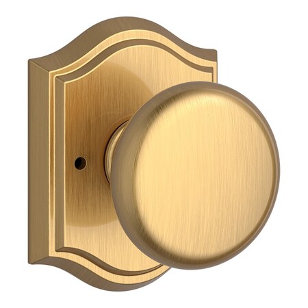 Baldwin Privacy Round Knob and Traditional Arch Rose with 6AL Latch and Dual Strike Lifetime Satin PVROUTAR044