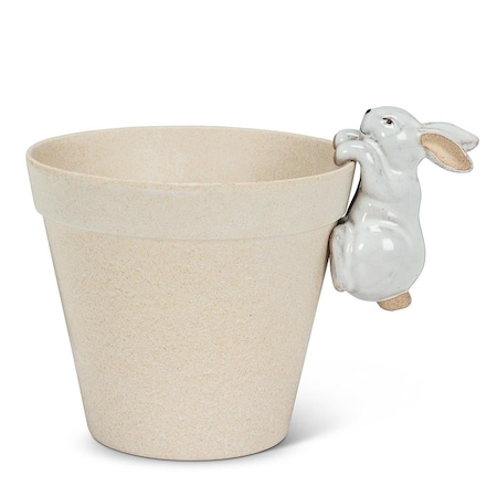 Cama 3.5 in. Climbing Bunny Pot Hanger, White CA2458244
