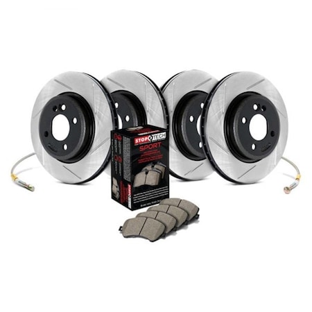 Stoptech 4 Wheel Slotted Sport Brake Kit for 2005-2007 Subaru Impreza WRX STI 977.47006