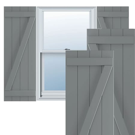 Ekena Millwork True Fit PVC Four Board Joined Board-n-Batten Shutters w/Z-Bar, Ocean Swell , 21 1/2W x 62H, PR TFP102BBF21X062CH
