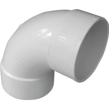 Genova CANPLAS Sanitary Pipe Elbow, 6 in, Hub, 90 deg Angle, PVC, White 414166BC