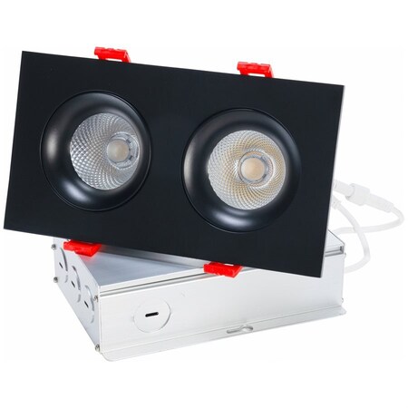 Sunlite 3.5" LED 24W 1540 Lumen Canless CCT 27K-50K, Square Two Head Gimbal Regressed Downlight 08594-SU