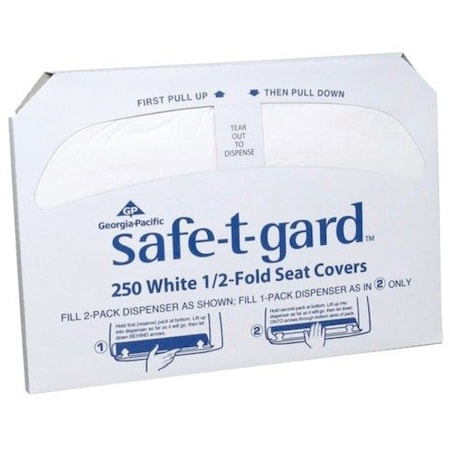 Georgia-Pacific Toliet Seat Cover: 1/2 Fold, 250 Sheets, White, 5000 PK 47046
