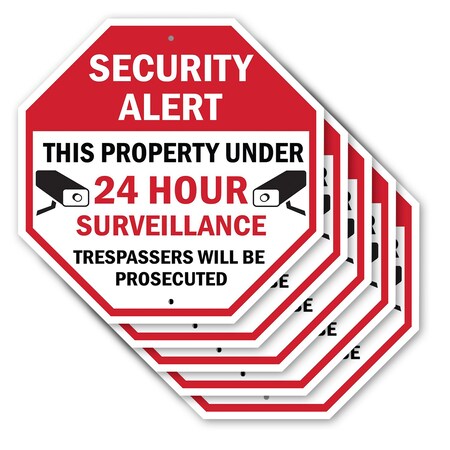 Signmission Security Alert This Property Under, 10 inch X 10 inch, Aluminum Metal Signs, 5PK OC-A-5Pack-10-184