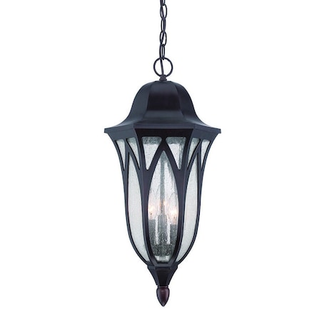 Homeroots XL Antique Bronze Geometric Glass Hanging Light 397991