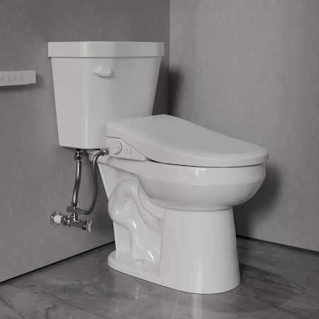Anzzi Rev 12in 2pc 1.28 GPF Siphon Round Ceramic Toilet, White Electric Bidet Seat, Auto Lid ADA Included TL-AZ071-EB107U
