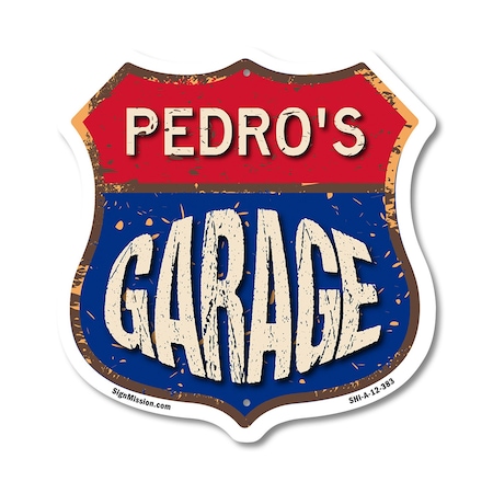 Signmission Pedro's Garage, 12 Inch X 12 Inch, Aluminum Metal Sign SHI-A-12-383-PEDRO