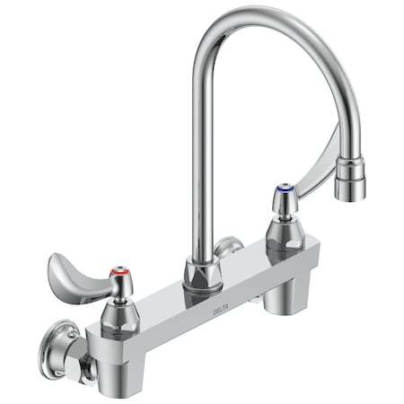 Delta Commercial 28C3 / 28C4 / 28C6 Two Handle 8 In Wallmount Service Sink Faucet In Chrome 28C4944