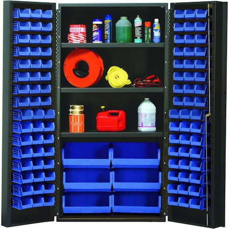 Quantum Storage Systems STORAGE CABINET W/38 BLUE BINS QSC-36S-38BL