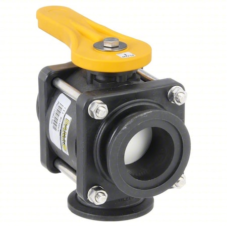Banjo Manual 3-Way Ball Valve, 2", Polypro MV220BLSH
