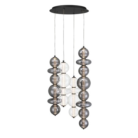 Euf Atomo, Chandelier, 4-Light, 50", Matte Black, Mixed Glass 48960-038