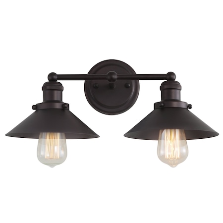 Jonathan Y July 17.5" 2-Light Industrial Farmhouse Metal Vanity Light, Oil Rubbed Bronze JYL7427A