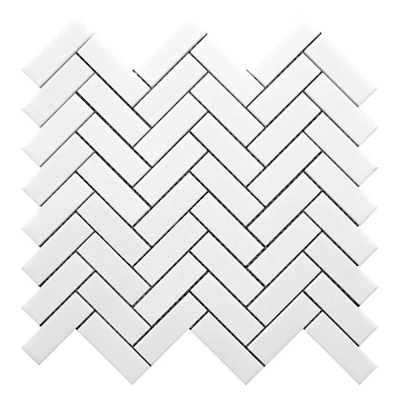 Apollo Tile 12x13 Thassos Snow White Marble Mosaic Herringbone Wall and Floor Tile 5.29 sq ft/case, 5PK APLMKN88H10HA