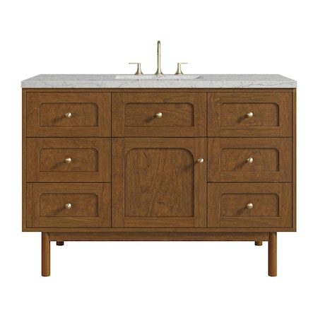 James Martin Vanities Laurent 48" Sgl Vanity, Honey Oak, 3 CM Et. Jasmine Pearl Silestone Top, FreePower Wireless Charger 545-V48-HNO-FEJP