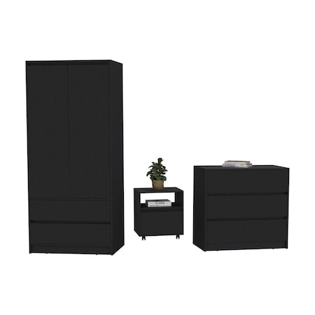 Homeroots Three Piece Black Bedroom Set 526360