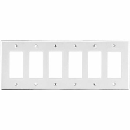 Hubbell Wiring Device-Kellems Wallplate, 6-Gang, 6) Decorator, White P266W
