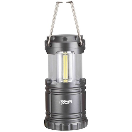 Powerzone Collapsible Camping Lantern, LED Lamp, White Light, ABS, Silvery Black Gun-Metal Finish LP-6378-COB