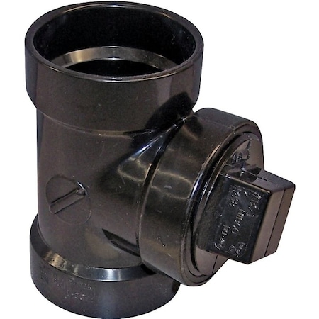 Genova CANPLAS Test Pipe Tee, 2 in, Hub x FNPT, ABS, Black 102115ABC