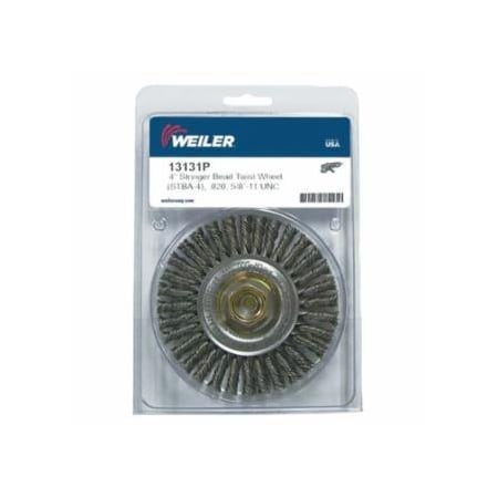Weiler Roughneck Stringer Bead Wheel, 4 in dia x 3/16 in Face W x 5/8 in-11 UNC x 0.020 in, 20000 RPM, 5, 5PK 804-13131P