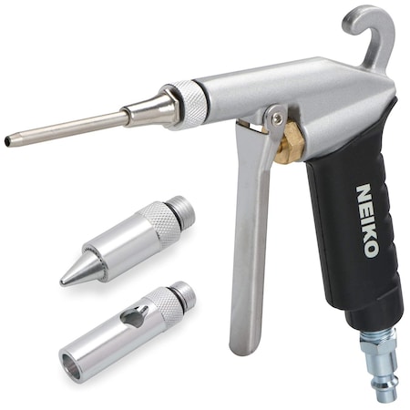 Neiko High Flow Air Blow Gun | 3 Pc Pneumatic Air Nozzle | Dust Gun | Air Gun Compressor Accessories | ¼ in 31121A