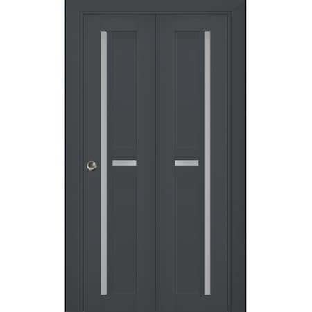 Sartodoors Sliding Closet Bi-fold Doors Solid Core Modern Interior VEREGIO7288BF-ANT-36 x 96 (2* 18x96)