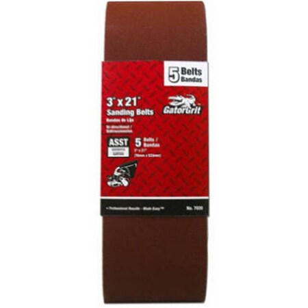 Gator Finishing 7020 3 x 21 in. Aluminum Oxide Sanding Belt Assorted, 5PK 197351
