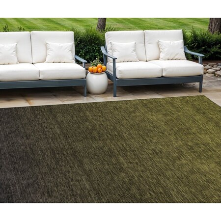 Homeroots 10' X 14' Olive Green And Charcoal Abstract Washable Indoor Outdoor Area Rug 588965