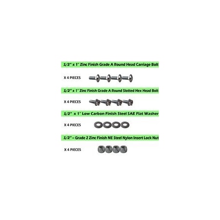 Albion 1/2'' Caster Plate Mounting Hardware Combo Pack, 4 Pieces of Each 12CPMHCP4PE