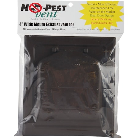 No-Pest 4'' Brown Plastic Wide Mount Dryer Vent Hood NPWRB