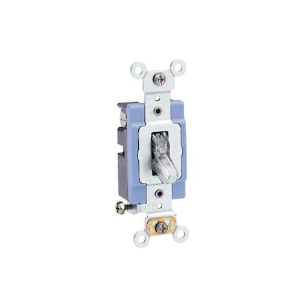Leviton Wall Switch, 1/2 hp, Toggle, 15 A, Clear 1201-PLC