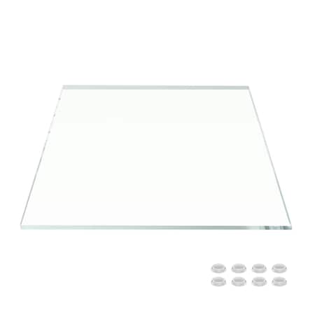 Fab Glass And Mirror 22in Square Ultra Clear Glass Table Top, Flat Edge, Low Iron Extra Clear Tempered Glass 1/4 LI-22SQ6THFL
