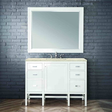 James Martin Vanities Addison 48" Single Vanity, Glossy White, w/ 3 CM Tajnar Eclos Top E444-V48-GW-3TJR
