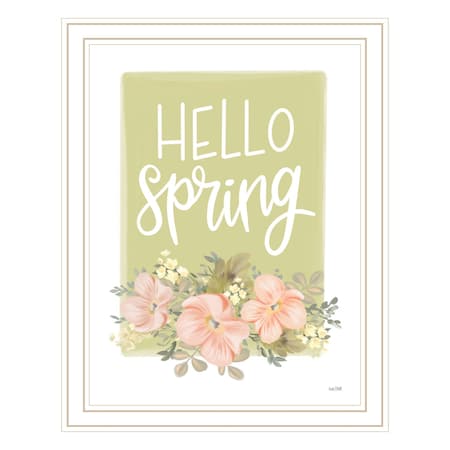 Homeroots Hello Spring Floral White Framed Print Wall Art 529893