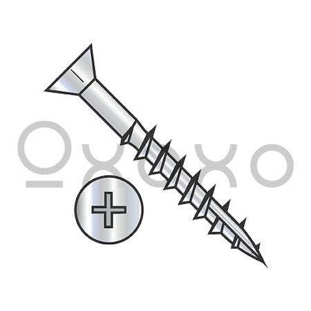 Oxoxo 14-7X1 Phillips Flat Head w/Nibs Deep Thread Wood Screw Type 17 Full Thread Zinc Bake, 2000PK 634244