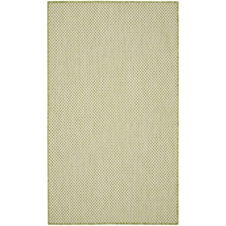 Homeroots 3' X 5' Ivory And Green Geometric Indoor Outdoor Area Rug 554895