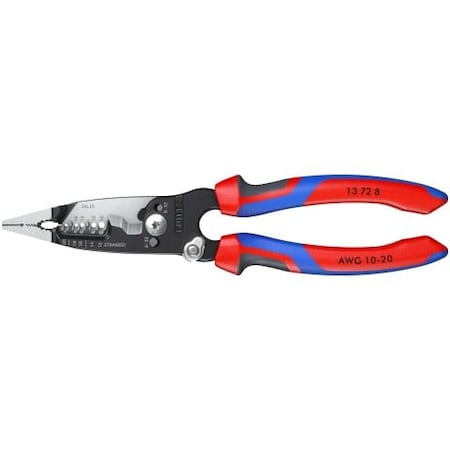 Knipex Forged Wire Stripper, 8 in, 10-20 AWG Stripping Range, Cutter for 6-32 and 8-32 Screws 13 72 8