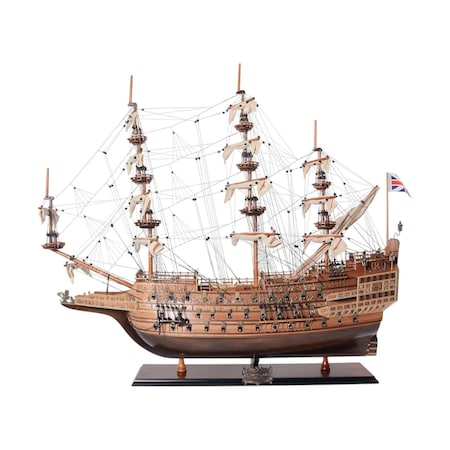 Homeroots 33" Wood Brown Sovereign of the Seas Hand Painted Boat Sculpture 401855