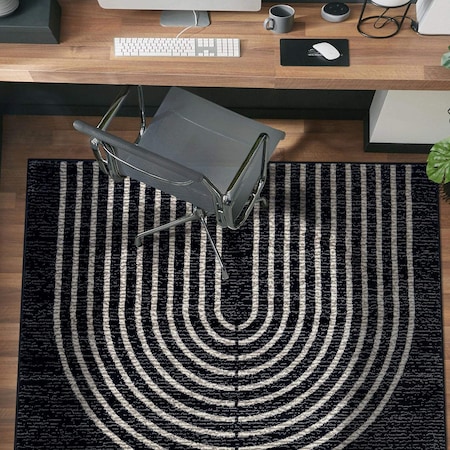 World Rug Gallery Contemporary Arch Design Area Rug 4 ft x 6 ft Black WR94BLACK4X6