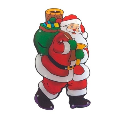 Santas Forest Santa, 10 in W, Plastic, Colorful, Mini Bulb, Internal Light 60973
